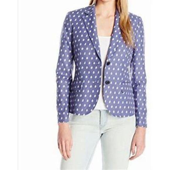 Anne Klein Clipped Jacquard Atlantic Blue Optic Career Style Blazer Size 2 - Picture 15 of 15